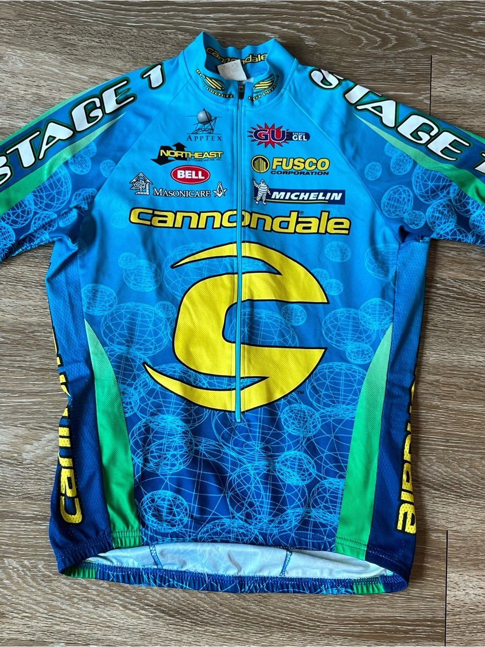 Cannondale Jersey Mens XL Blue Stage 1 Cycling Short Sleeve Zip Pockets Graphic